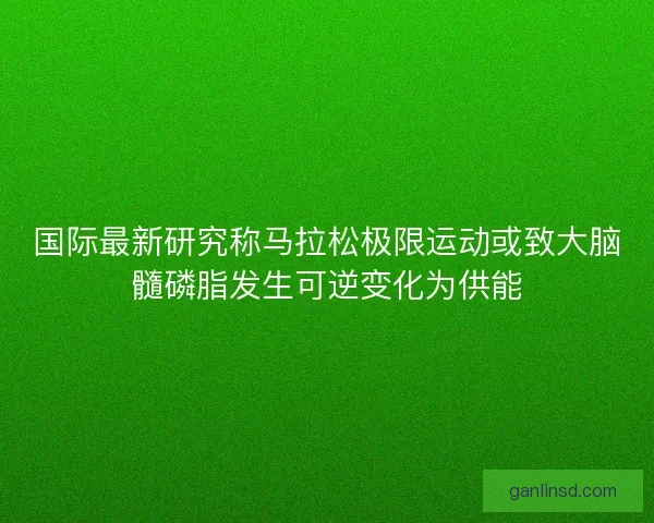 国际最新研究称马拉松极限运动或致大脑髓磷脂发生可逆变化为供能